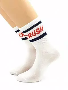 Стильные носки с надписью "CRUSH" белого цвета Hobby Line RTнус80159-51-07